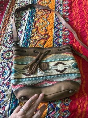 STS Ranchwear Tan & Multi-Color Woven Crossbody Bag